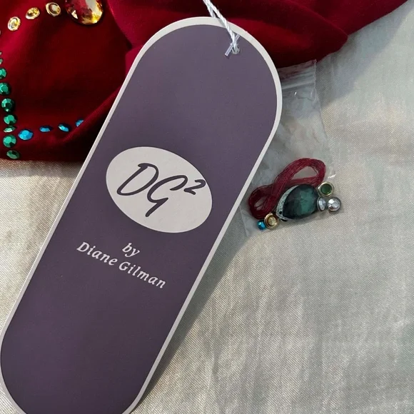 TOP, HAND SEWN MULTICOLOUR BEADS, RED, SIZE 3X, ROUND NECK, LONG SLEEVE, DIANE - Picture 10 of 15